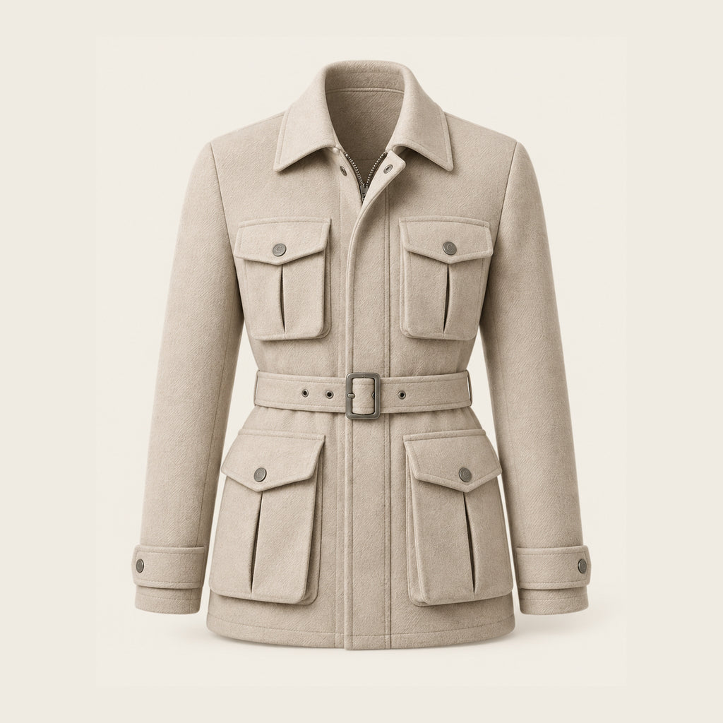 The Marais Cashmere Field Jacket - Limestone