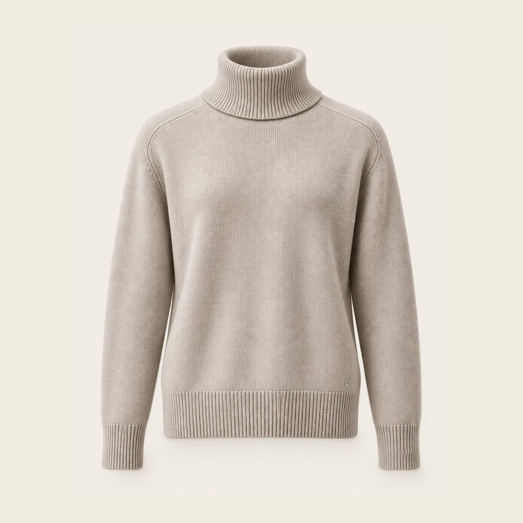 The Serein Cashmere Roll Neck - Limestone