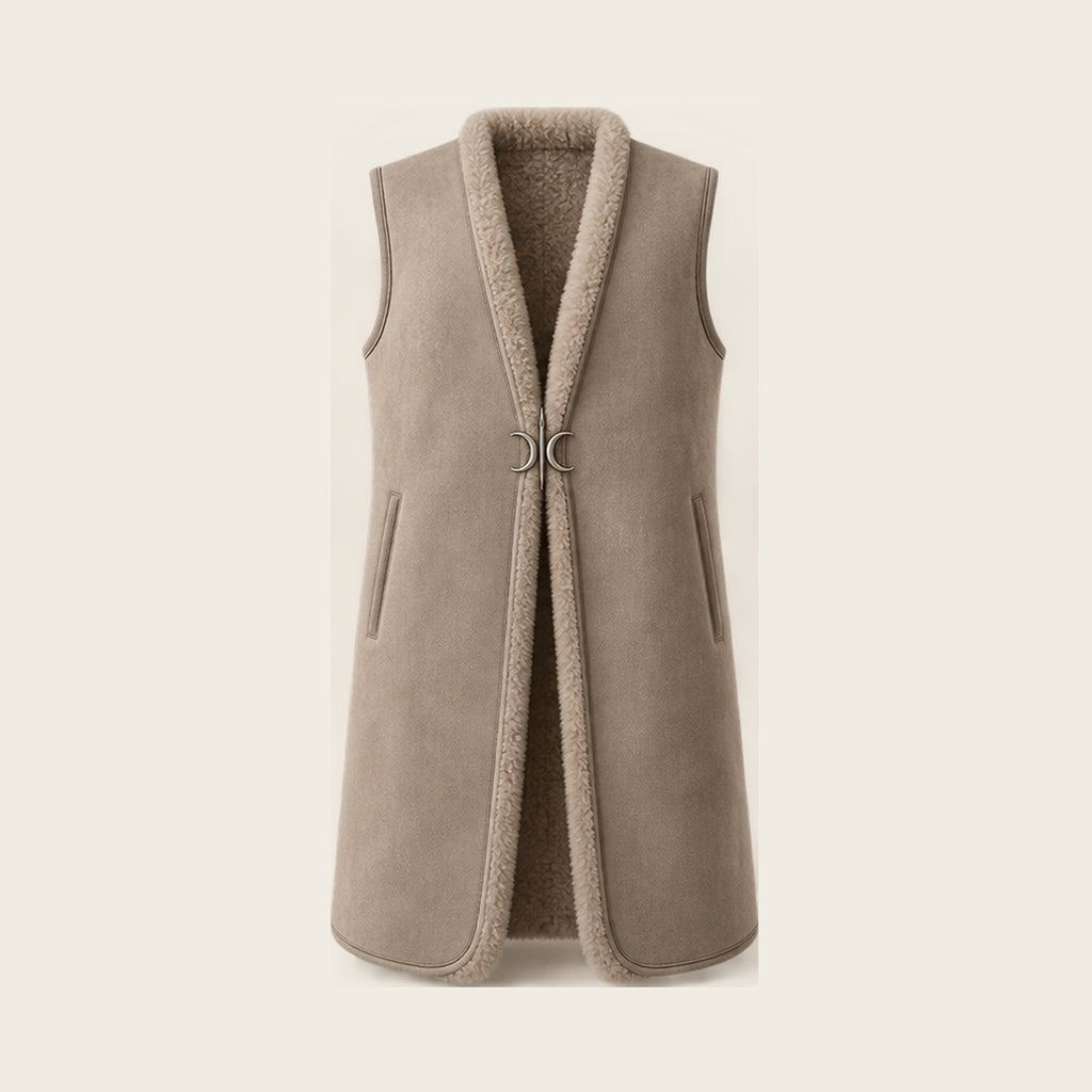 The Vestige Shearling Gilet - Taupe