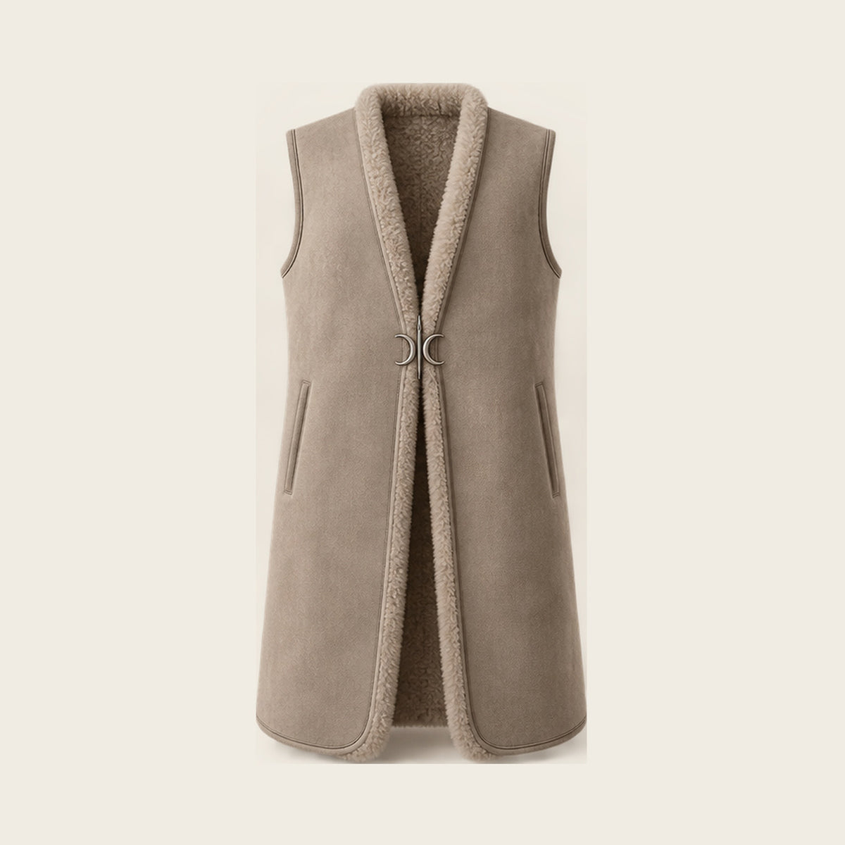 The Vestige Shearling Gilet - Taupe
