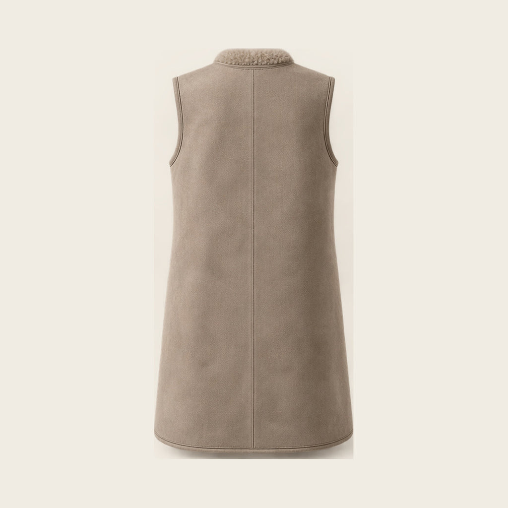 The Vestige Shearling Gilet - Taupe